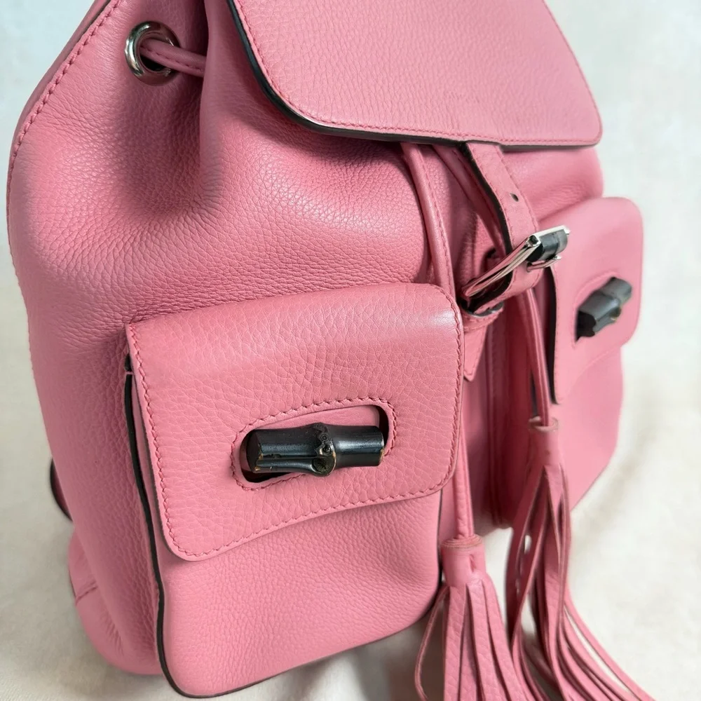 Gucci Pink Leather Bamboo Tassel Backpack | Authentic | Made in Italy - Picture 5 of 17